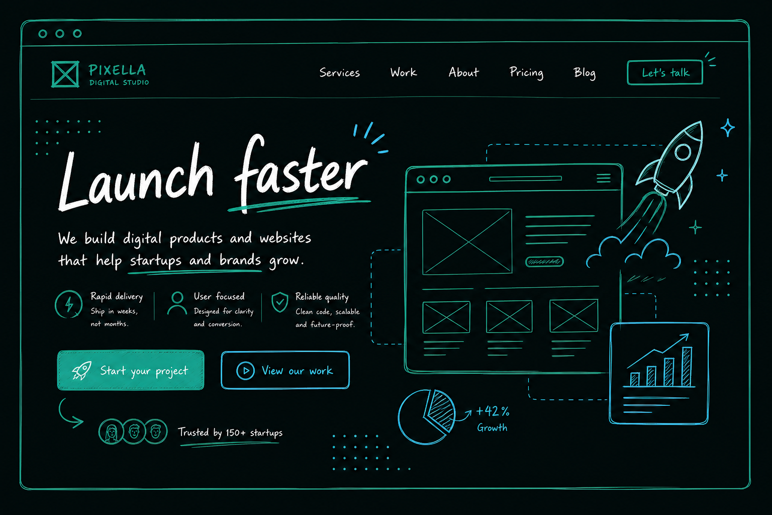 Landing page sketch illustration