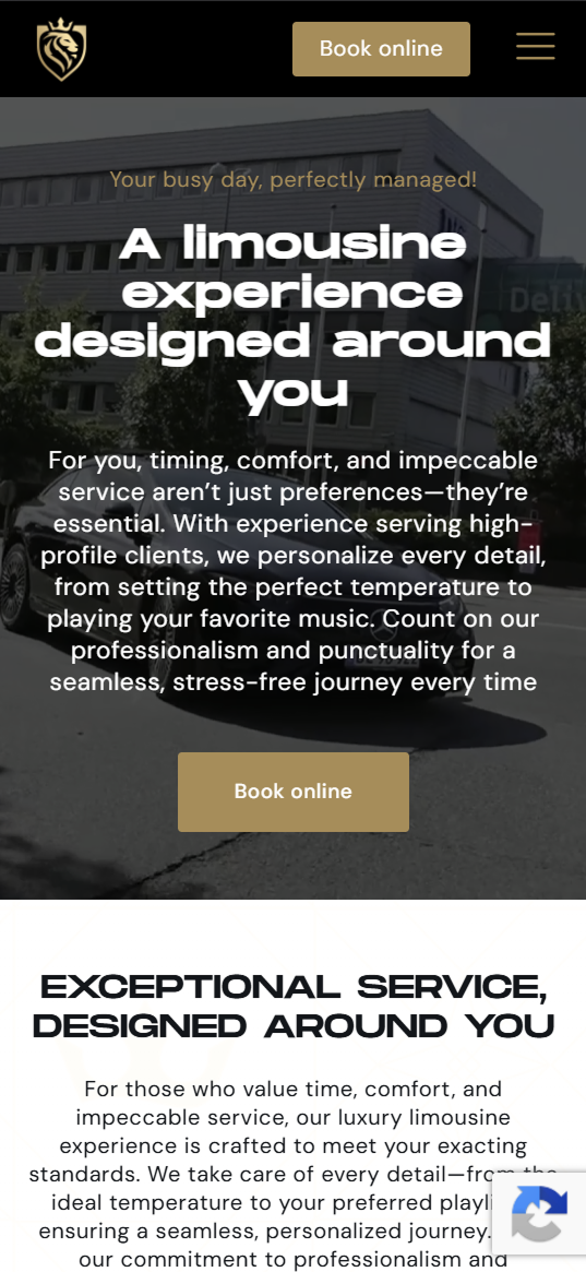 Lux Limo mobile website preview